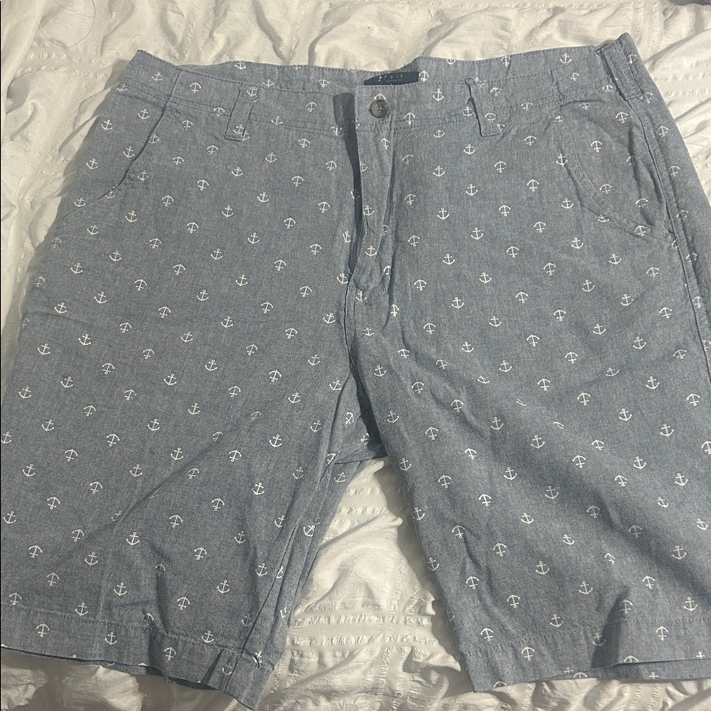 21men Light Blue Anchor Print Shorts